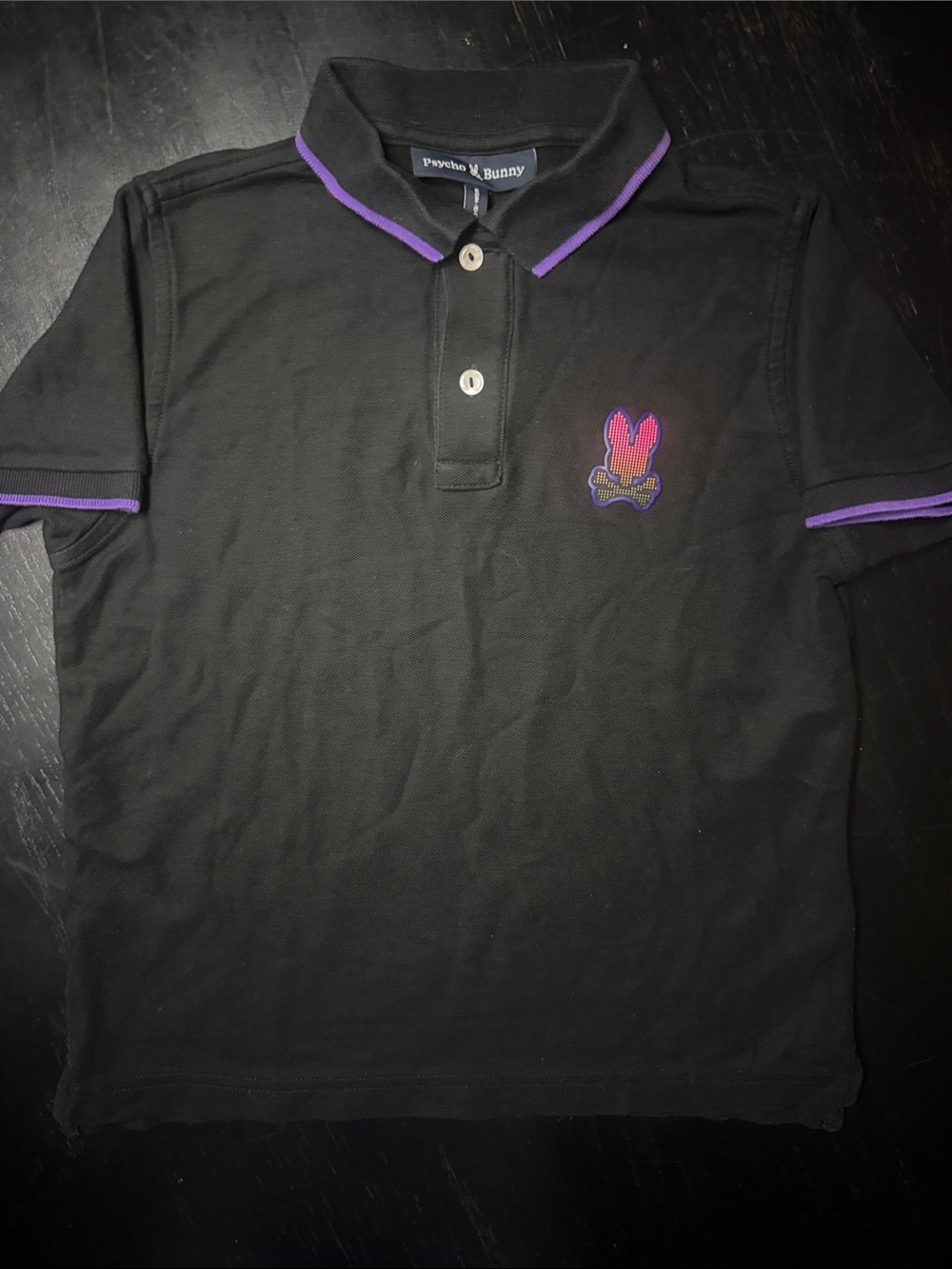 Psycho Bunny Black Polo with Purple Accents